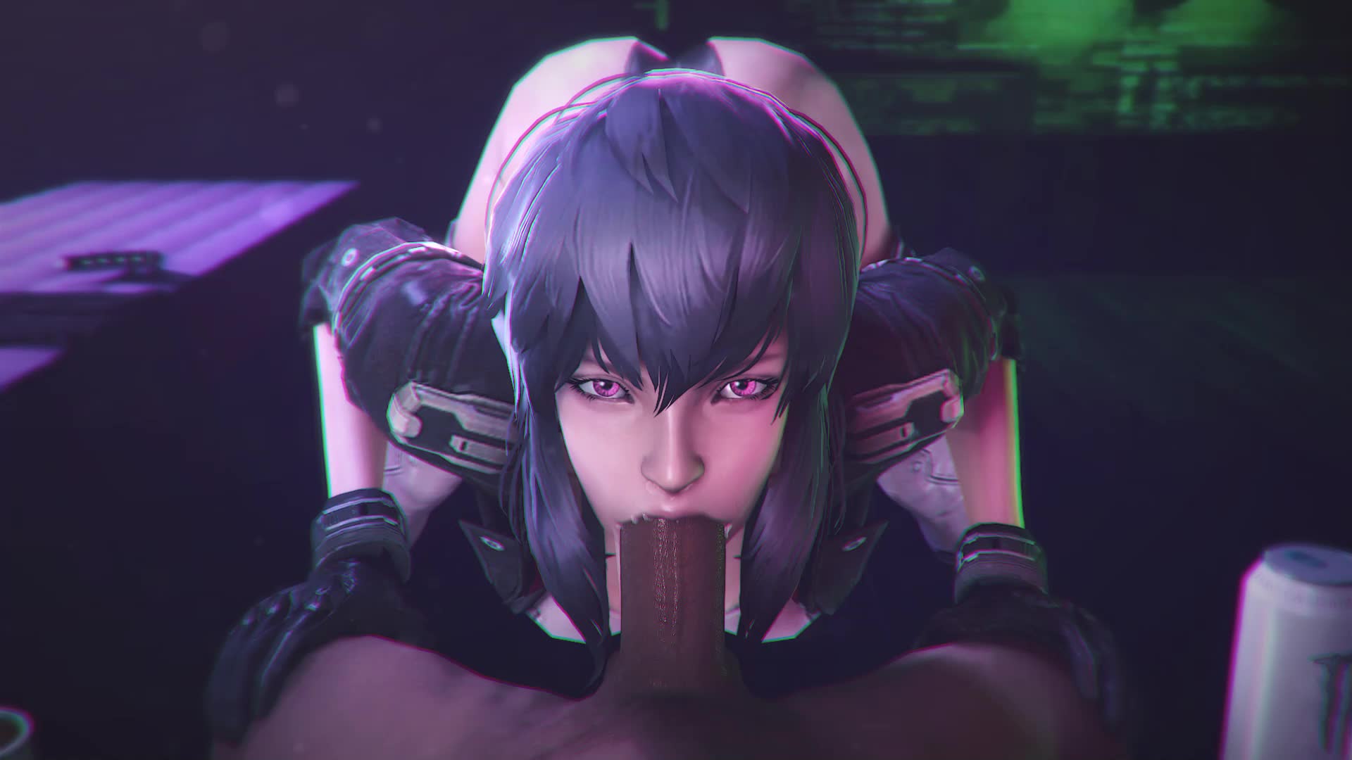 Kusanagi Motoko From Ghost In The Shell Deepthroat Blowjob To Big Black Cock thumbnail