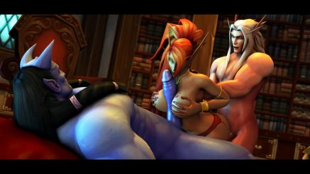 World Of Warcraft Characters Blood Elf Draenei Kissy Thauboc Having Threesome Sex NSFW animation thumbnail