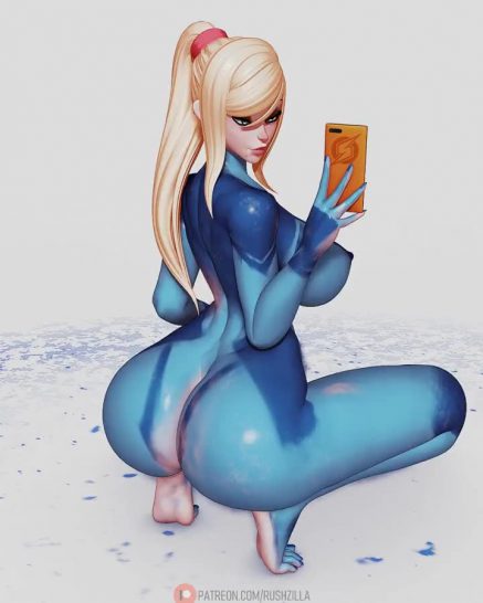 Metroid Super Smash Bros. Character Samus Aran Zero Suit Samus Model Big Breasts Thick Ass Selfie Showing Hot Body NSFW animation thumbnail