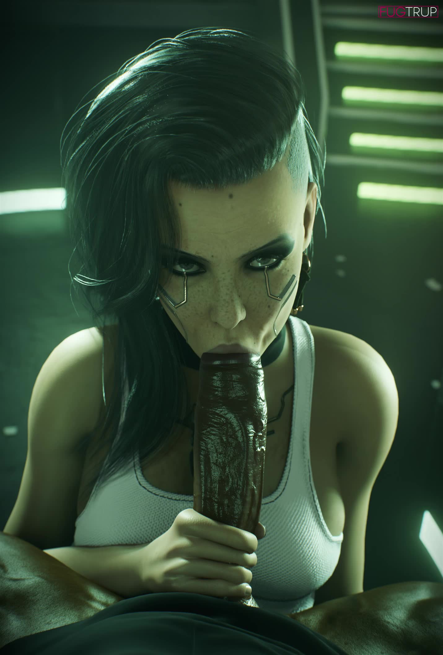 Rogue Amendiares From Cyberpunk Giving Blowjob To Huge Black Cock thumbnail