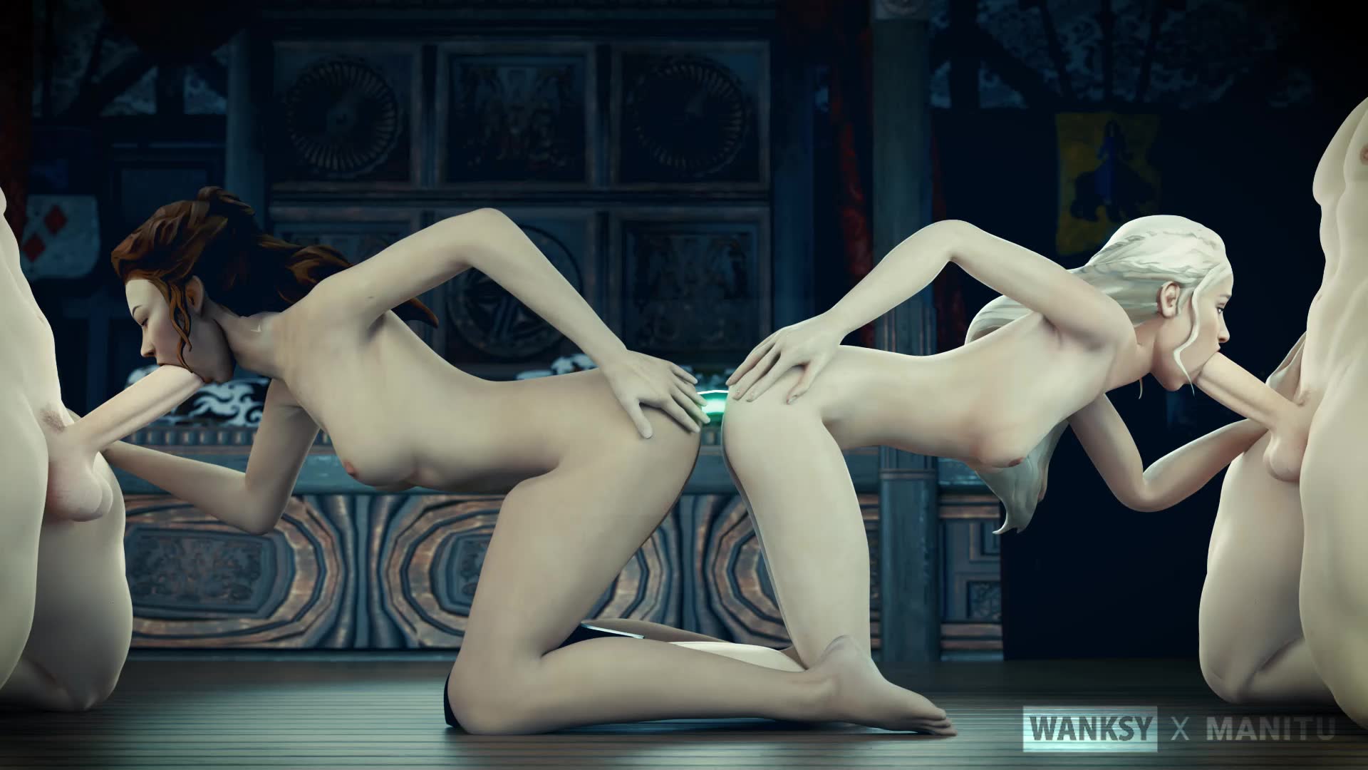 Daenerys Targaryen And Margaery Tyrell Giving Deepthroat Blowjob To Huge Dicks – Game Of Thrones thumbnail