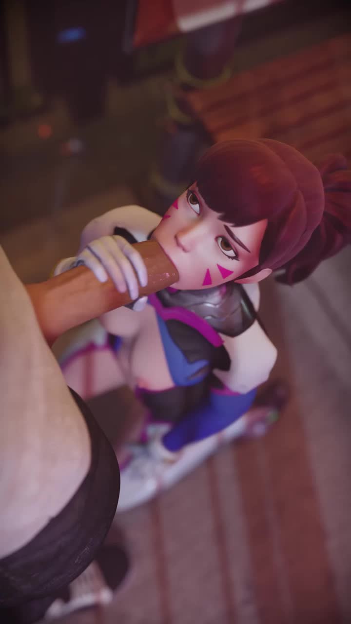 D.Va Gives Deepthroat Blowjob To Large Black Penis – Overwatch NSFW animation thumbnail