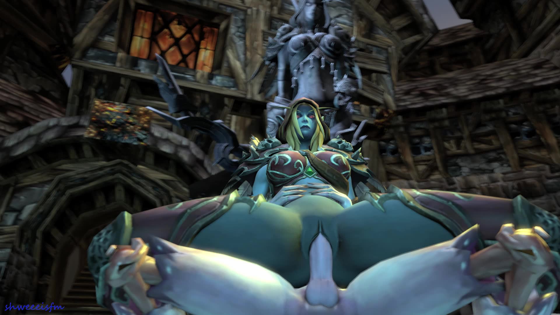 Sylvanas Windrunner Rides Big Cock In Reverse Cowgirl Position – World Of Warcraft NSFW animation thumbnail