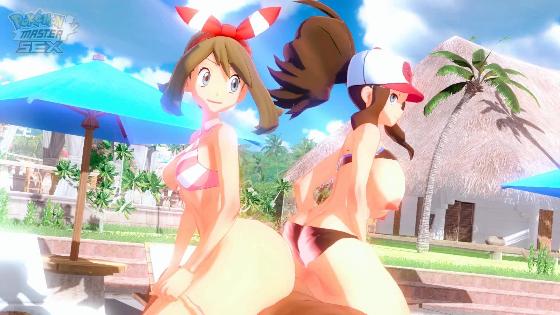 Hilda and May from Pokemon giving buttjob NSFW animation thumbnail