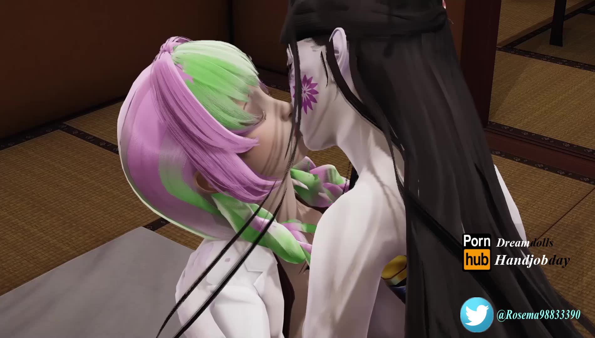 Demon girl Daki kissing Kanroji Mitsuri – Demon Salyer NSFW animation thumbnail