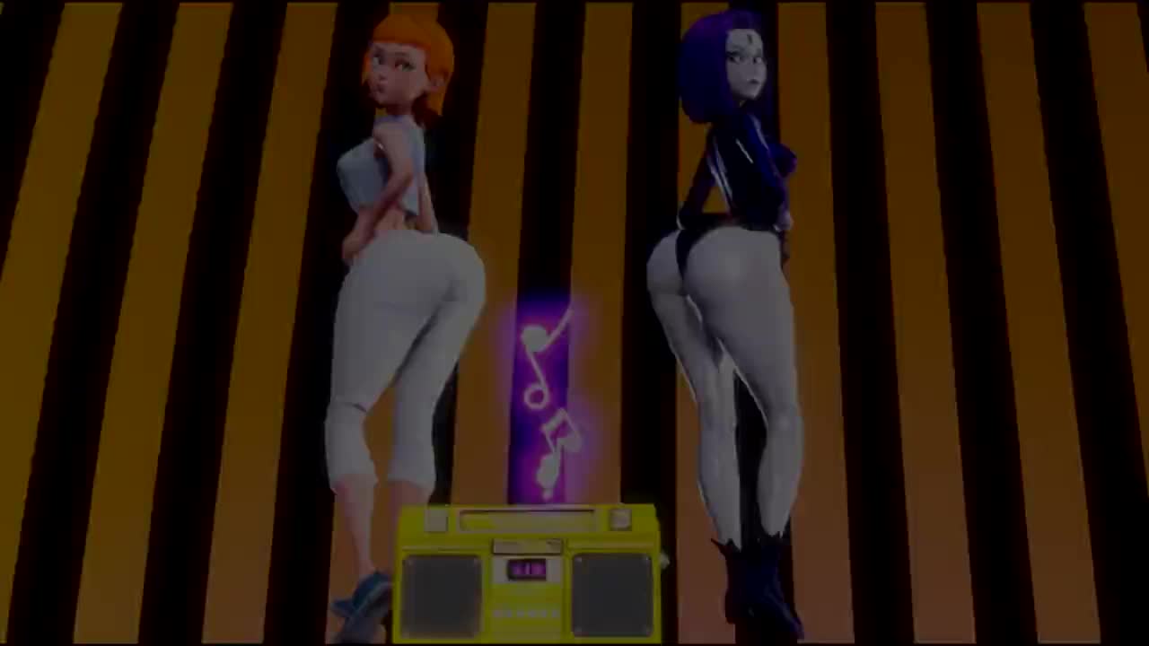 Raven and Gwen ass twerking on music – Teen Titans NSFW animation thumbnail