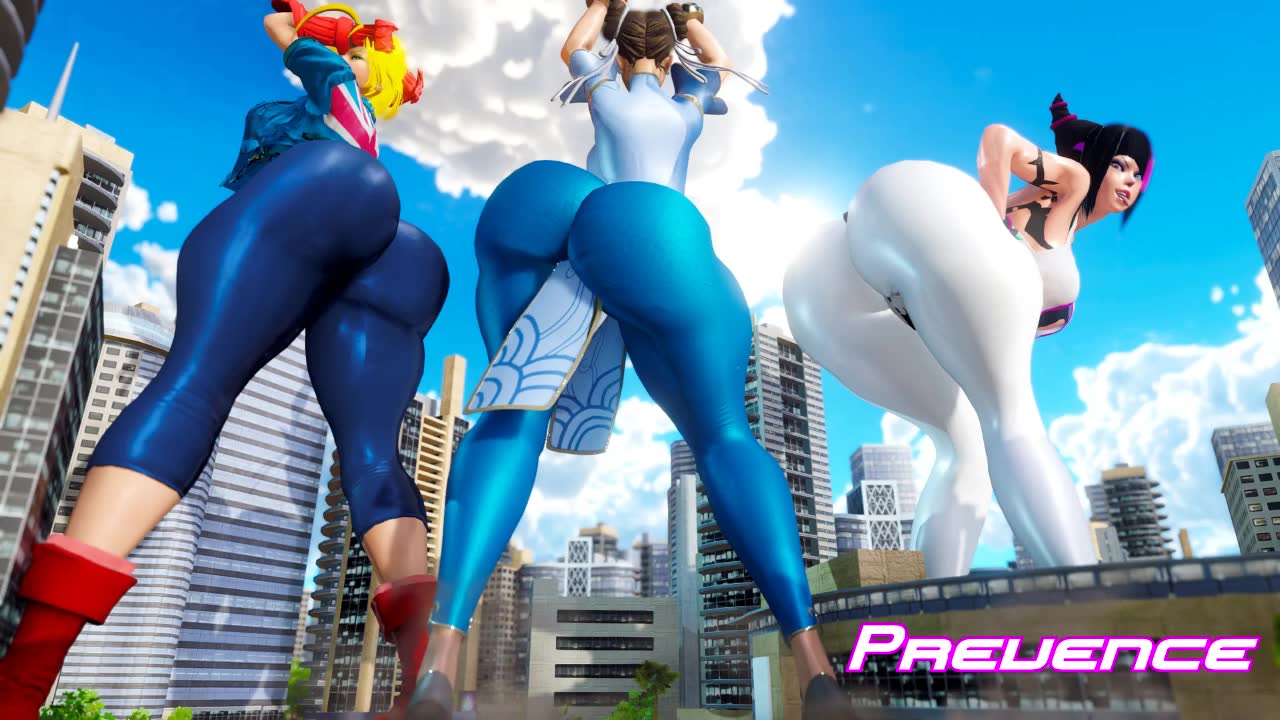 Street Fighter giant girls twerking their curvy asses NSFW animation thumbnail