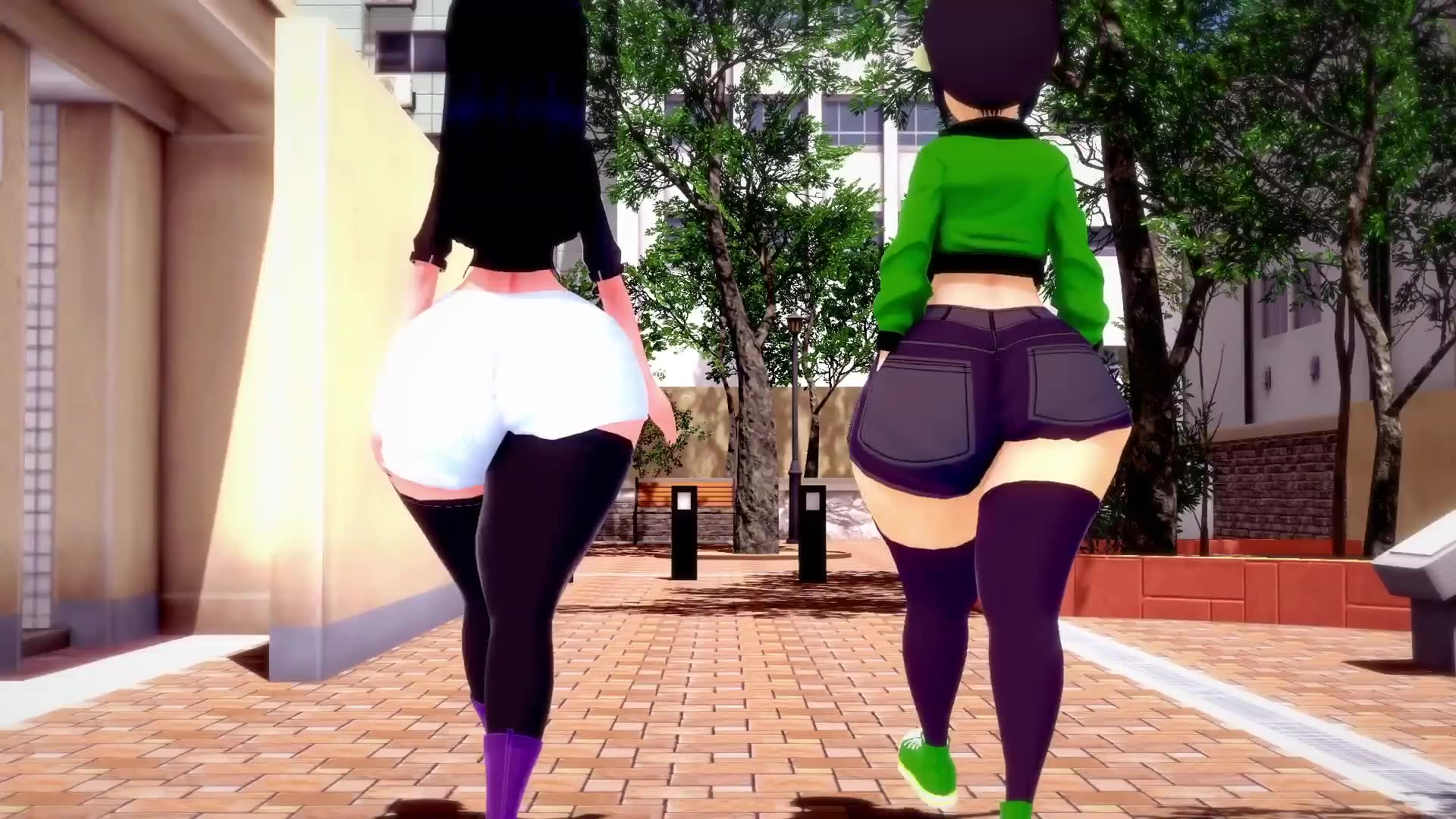 8 hot girls catwalk in outdoor with their massive ass NSFW animation thumbnail