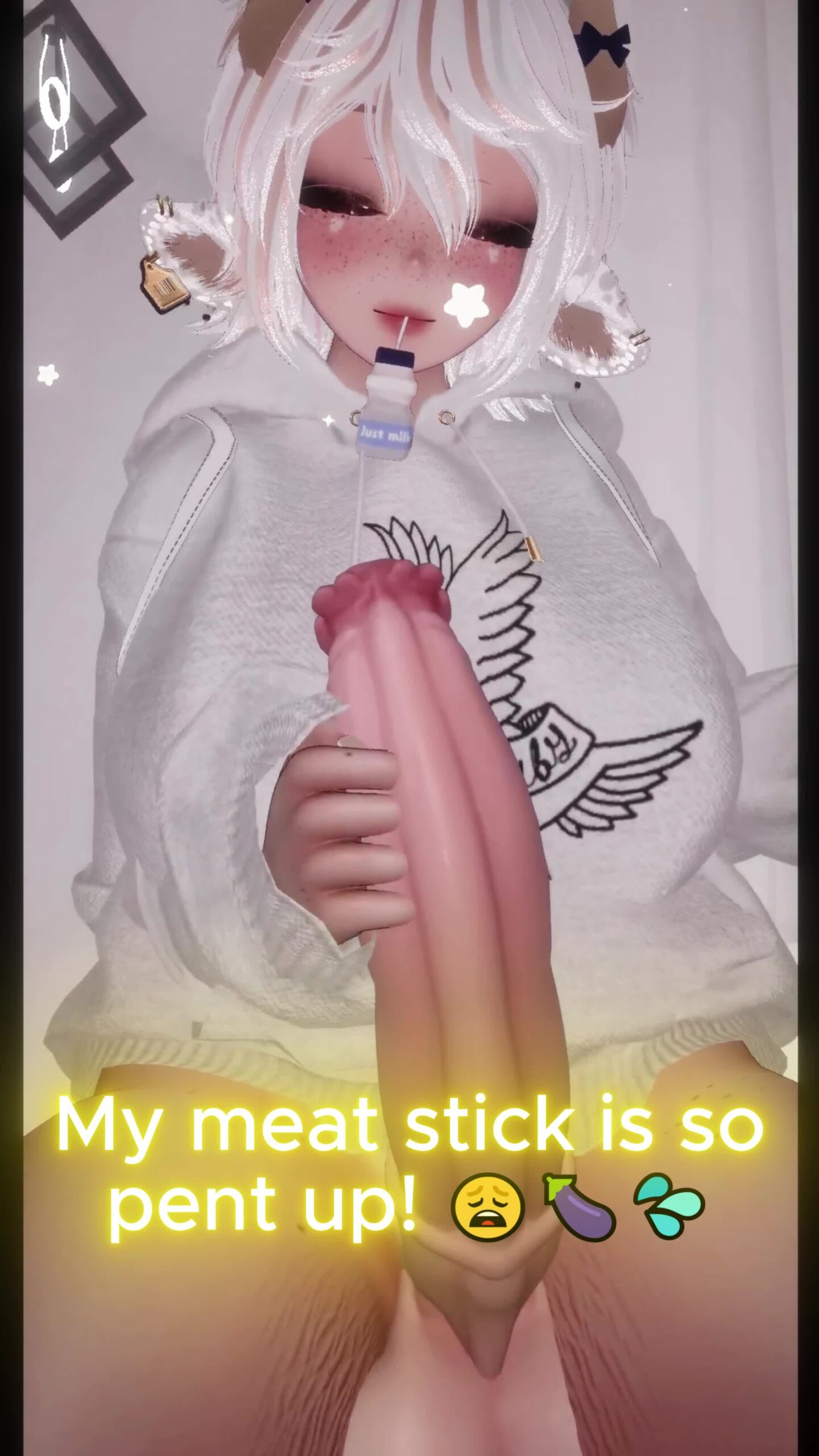 Futanari Strokes Huge Cock-VRChat NSFW animation thumbnail