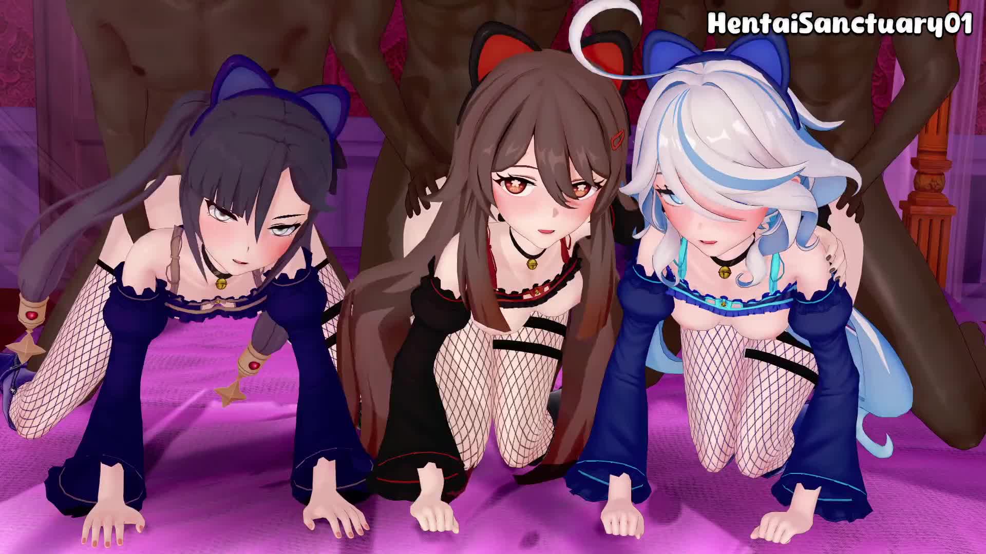 Furina, Hu Tao & Mona Orgy – Genshin Impact NSFW animation thumbnail