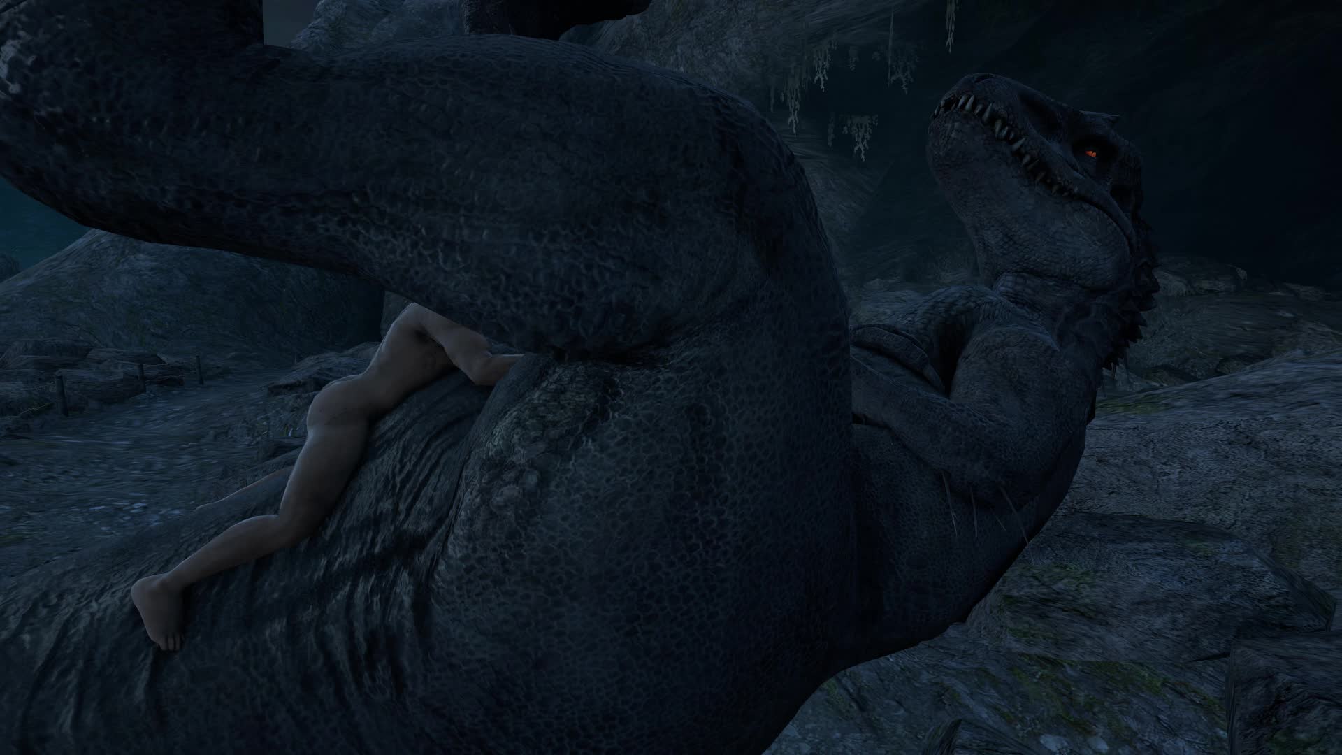 Human Rails Albino Indominus Rex Cloaca – Jurassic World NSFW animation thumbnail