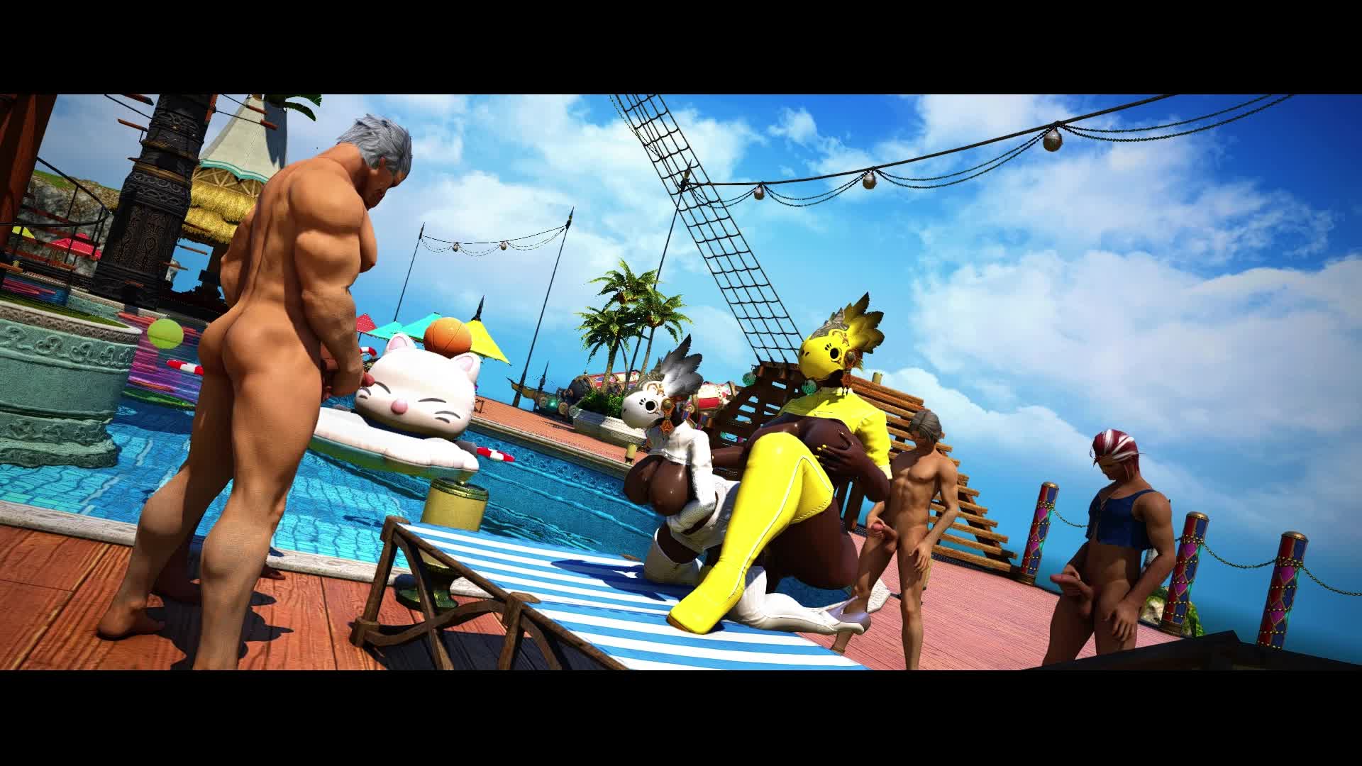 Chocoroe Futa Poolside Gangbang – Final Fantasy XIV NSFW animation thumbnail