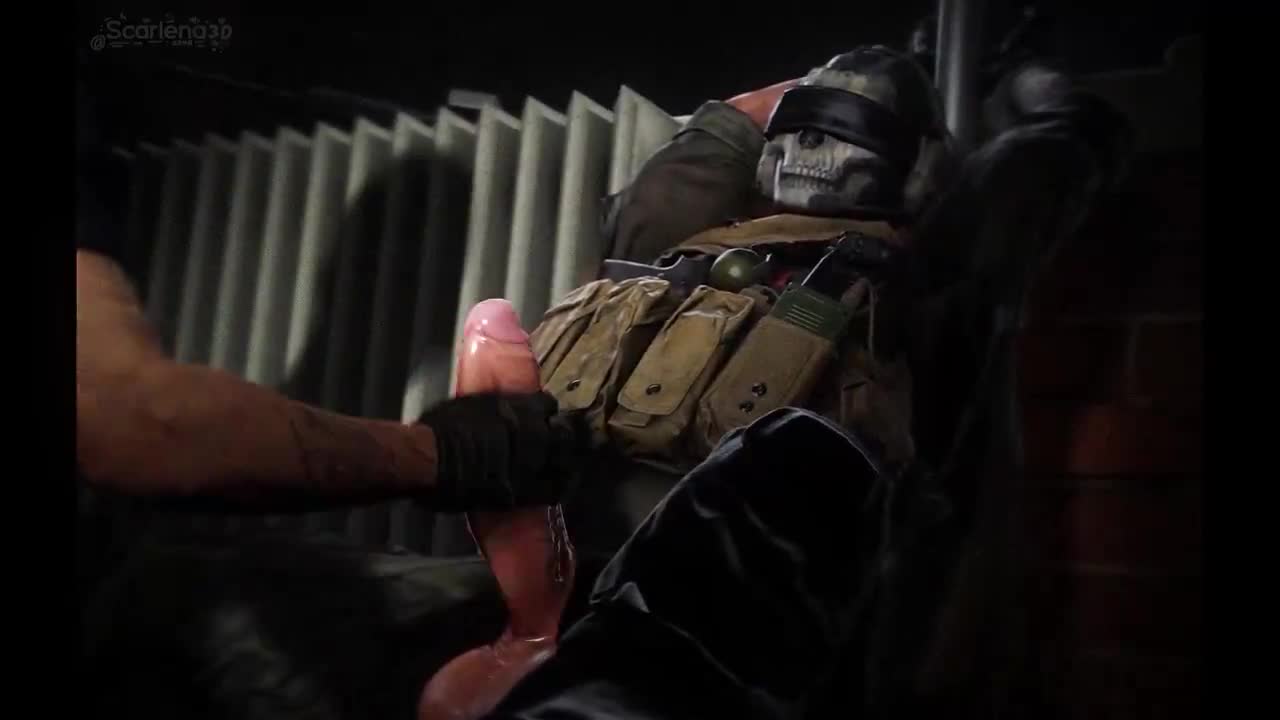Ghost Jerks Tied Simon Riley’s Huge Cock – Modern Warfare 2 NSFW animation thumbnail