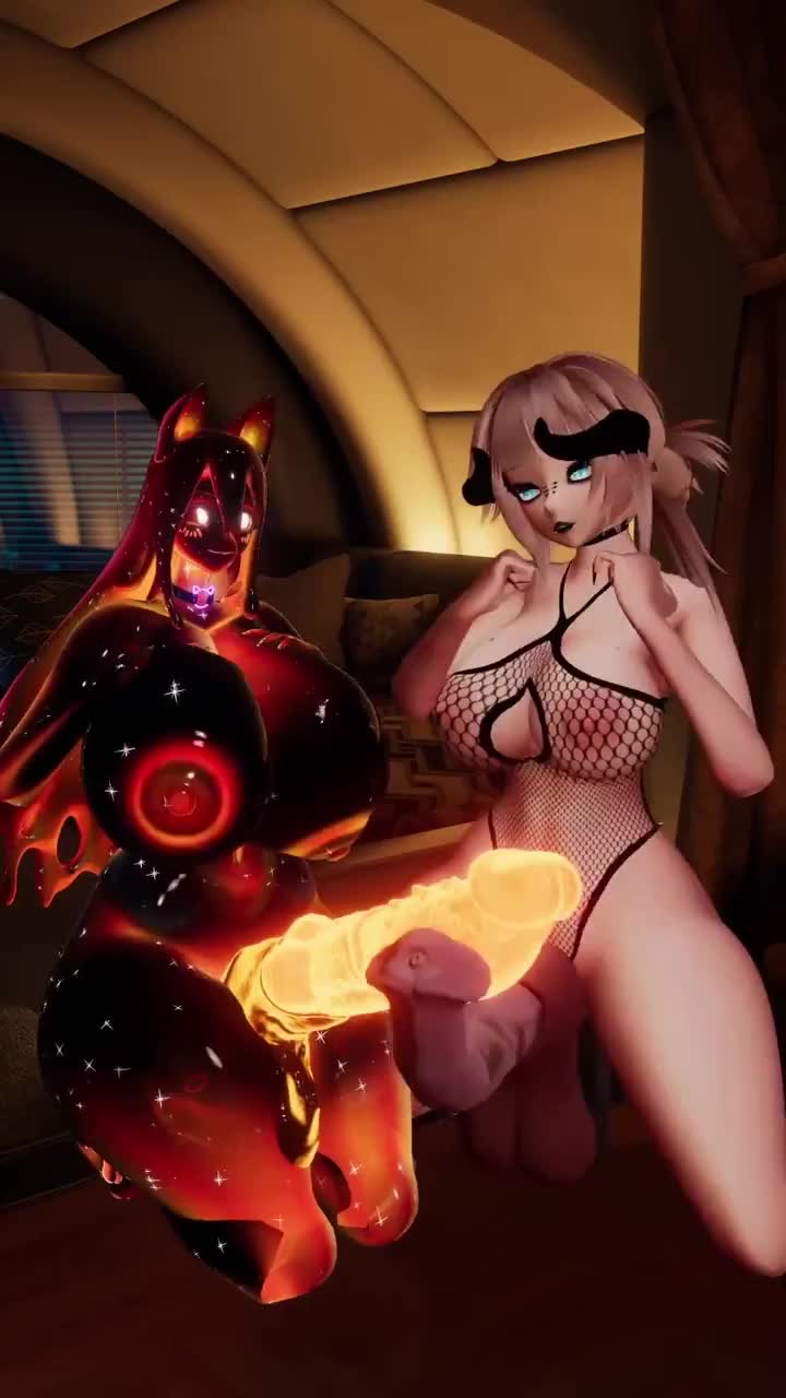 Glowing Slime Cat Futa & Minotaur Futa Horsecocks – VRChat NSFW animation thumbnail