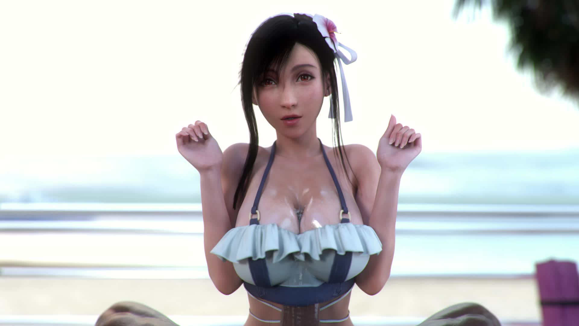 Tifa Lockhart Clothed Beach Titjob – FFVII Remake NSFW animation thumbnail