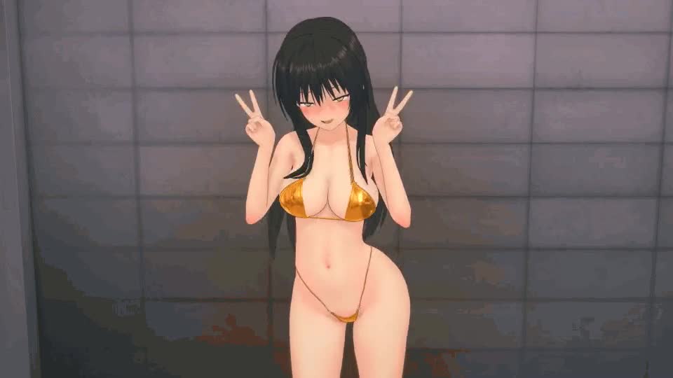Kotegawa Yui Bouncing Breasts Gold Bikini Dance – To Love-Ru NSFW animation thumbnail