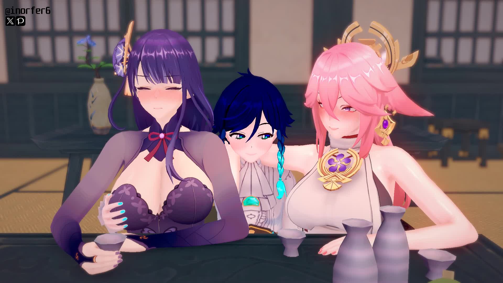 Venti Femboy Fucks Yae Miko & Raiden Shogun-Genshin Impact NSFW animation thumbnail