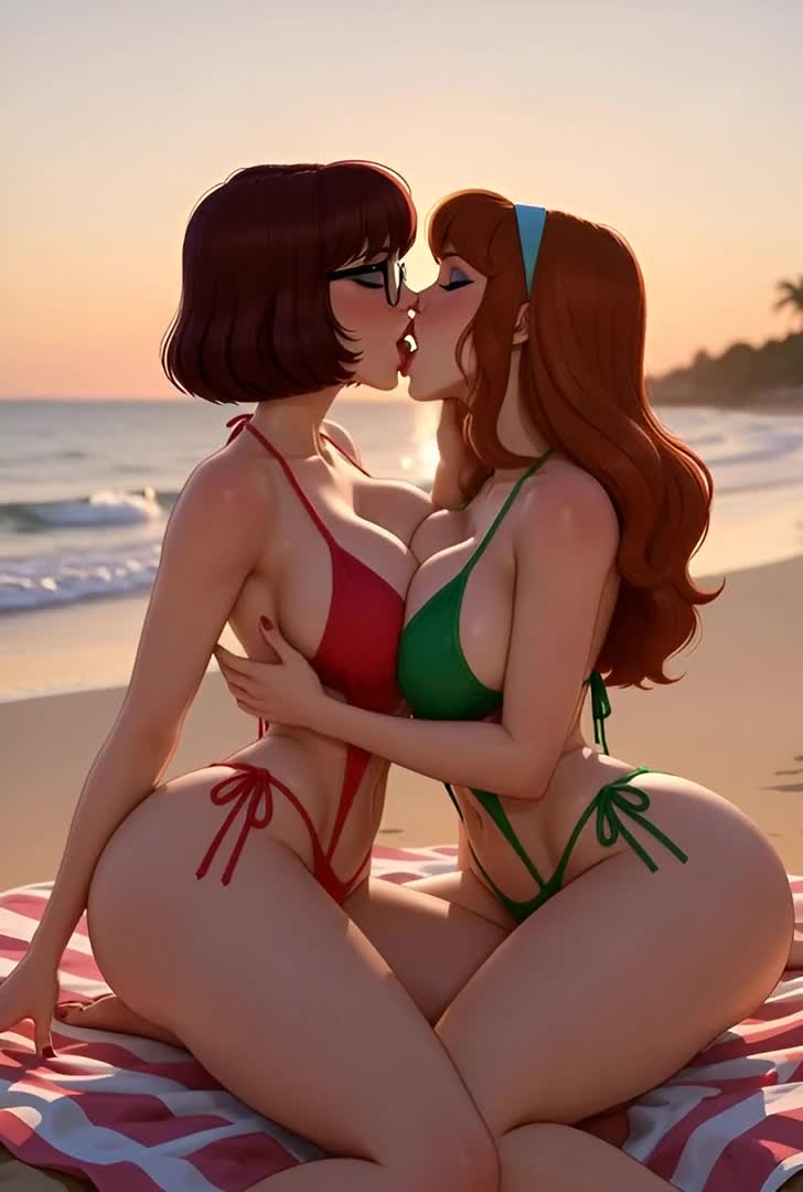 Daphne and Velma Bikini Lesbian Kiss [Scooby-Doo] thumbnail